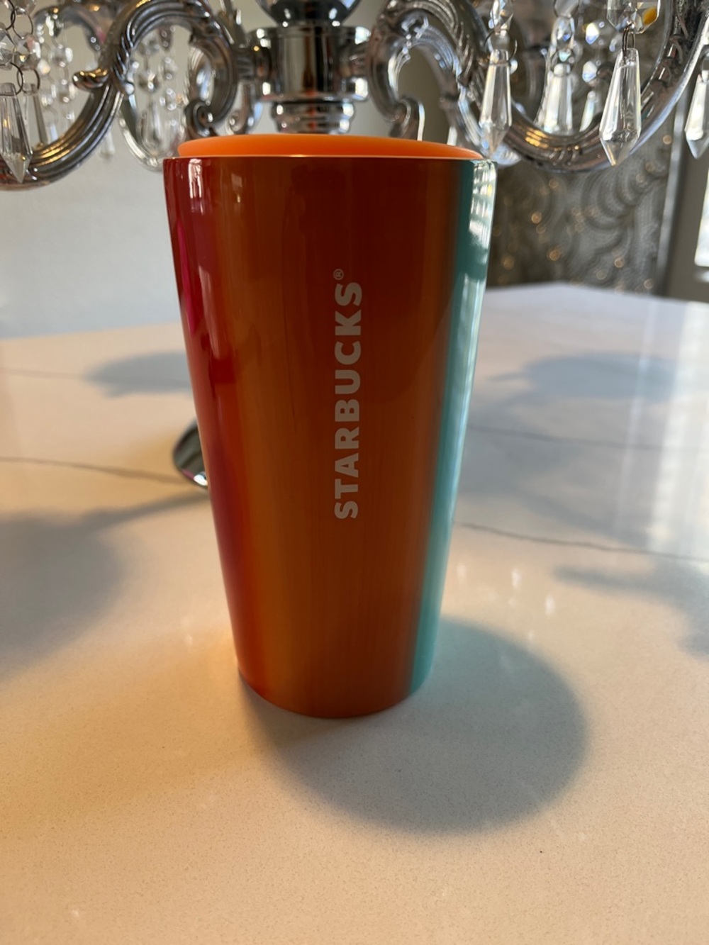 Starbucks Orange to Teal Gradient Travel Tumbler